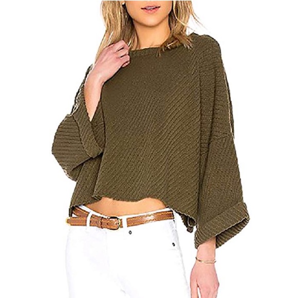 Free People Sweaters - FREE PEOPLE I CAN’T WAIT CROP SWEATER IN MOSS